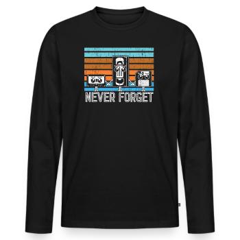 Retro nie vergessen Vintage Geschenkidee - Männer Premium Bio Langarmshirt - Schwarz - Vorne - Nico (187cm)