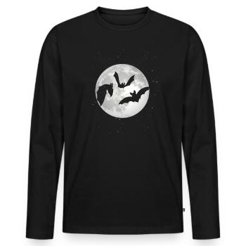 Idée cadeau de déguisement Halloween de chauves-souris vampire pleine lune - T-shirt manches longues Premium bio Homme - noir - Devant - Nico (187cm)