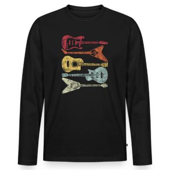 E-Gitarre Gitarren Für Gitarrist Retro Geschenk - Männer Premium Bio Langarmshirt - Schwarz - Vorne - Nico (187cm)