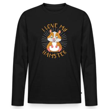 Hamster drôle J’aime Mon hamster - T-shirt manches longues Premium bio Homme - noir - Devant - Nico (187cm)