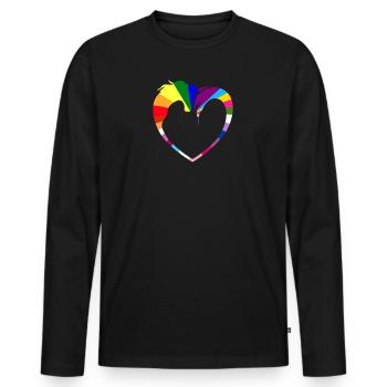 Einhorn Herz Regenbogen LGBT Pride Monat - Männer Premium Bio Langarmshirt - Schwarz - Vorne - Nico (187cm)