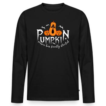 Kürbis Halloween Fledermäuse - Männer Premium Bio Langarmshirt - Schwarz - Vorne - Nico (187cm)
