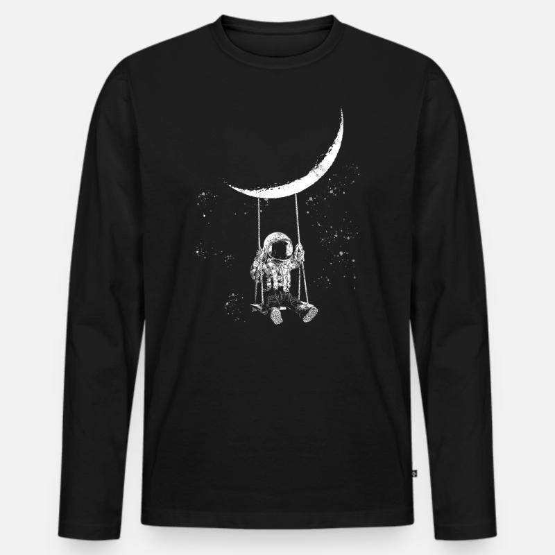 Space - Männer Premium Bio Langarmshirt - Schwarz