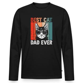 Meilleur papa chat de tous les temps - T-shirt manches longues Premium bio Homme - noir - Devant - Nico (187cm)