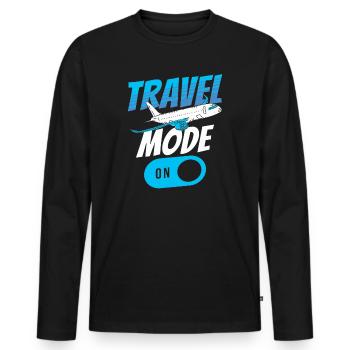 Mode de déplacement - T-shirt manches longues Premium bio Homme - noir - Devant - Nico (187cm)
