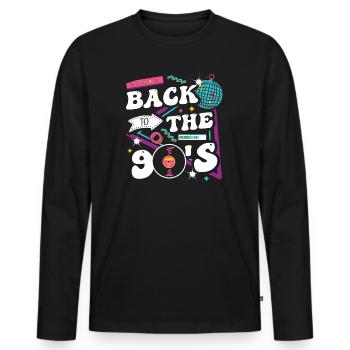 Back to the 90's - Männer Premium Bio Langarmshirt - Schwarz - Vorne - Nico (187cm)