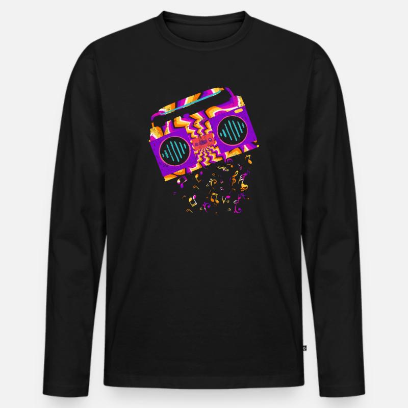 Retro Music - Männer Premium Bio Langarmshirt - Schwarz
