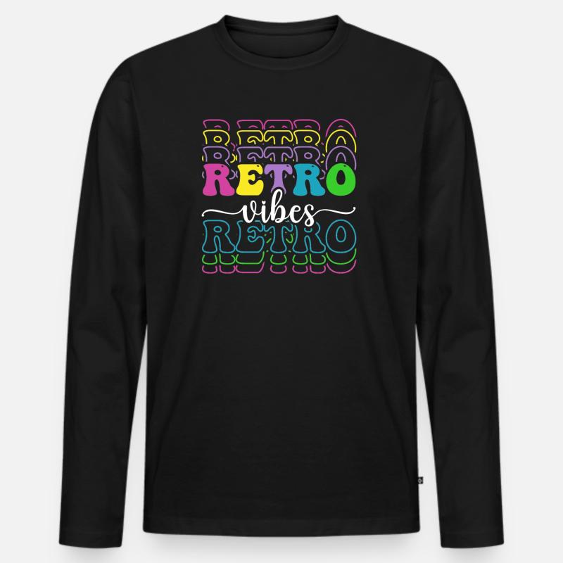 Retro vibes - Männer Premium Bio Langarmshirt - Schwarz