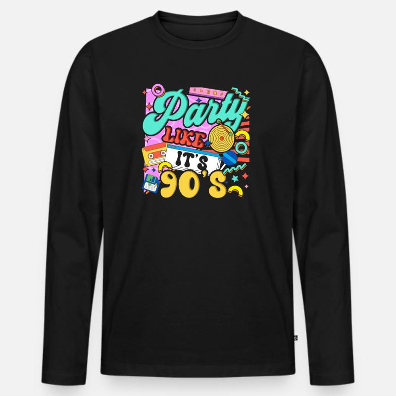 Party like it's 90 - Männer Premium Bio Langarmshirt - Schwarz