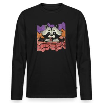 Trash Retro - Männer Premium Bio Langarmshirt - Schwarz - Vorne - Nico (187cm)