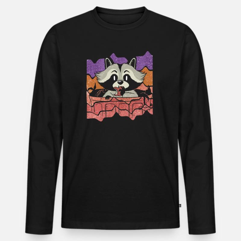 Trash Retro - Männer Premium Bio Langarmshirt - Schwarz