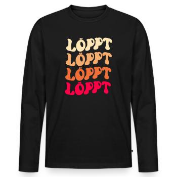 Löppt Retro - Männer Premium Bio Langarmshirt - Schwarz - Vorne - Nico (187cm)