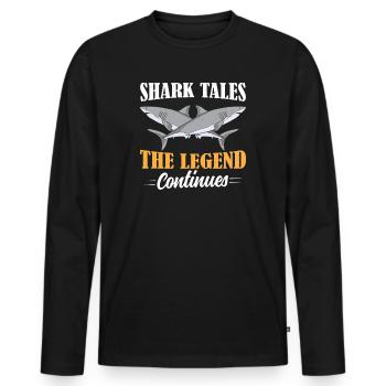 Contes de requins La légende continue - T-shirt manches longues Premium bio Homme - noir - Devant - Nico (187cm)
