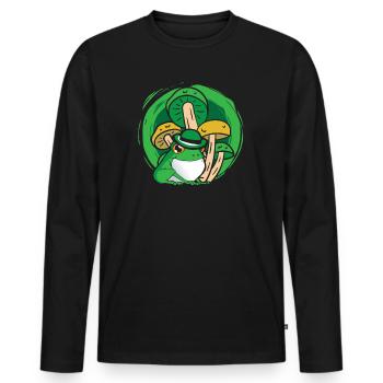 Frosch Pilze - Männer Premium Bio Langarmshirt - Schwarz - Vorne - Nico (187cm)