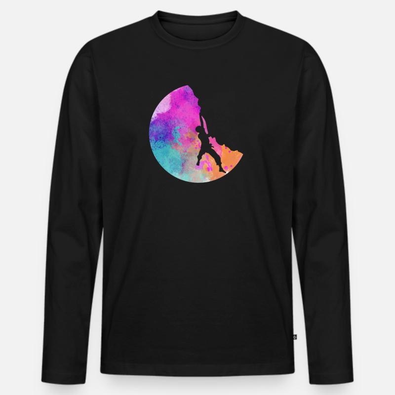 Bouldern Klettern Berge Bergsteigen Kletterer - Männer Premium Bio Langarmshirt - Schwarz