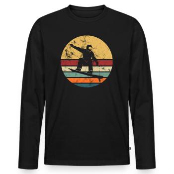 Snowboard Snowboarder Snowboarden Retro Vintage - Männer Premium Bio Langarmshirt - Schwarz - Vorne - Nico (187cm)