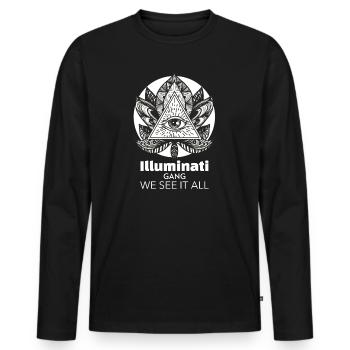ILLUMINATI GANG - Men's Premium Organic Long Sleeve Shirt - black - Front - Nico (187cm)