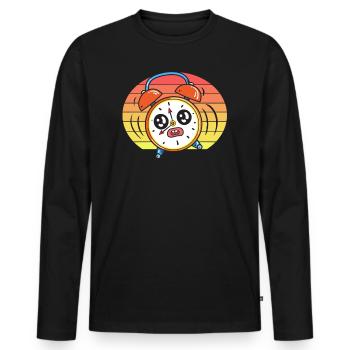 Wecker Sonnenuntergang - Männer Premium Bio Langarmshirt - Schwarz - Vorne - Nico (187cm)