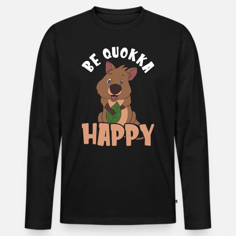 Quokka - Männer Premium Bio Langarmshirt - Schwarz