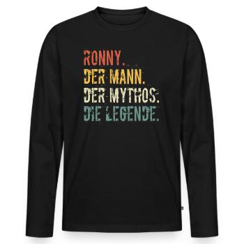 Name Vorname Ronny Der Mann Der Mythos Die Legende - Männer Premium Bio Langarmshirt - Schwarz - Vorne - Nico (187cm)