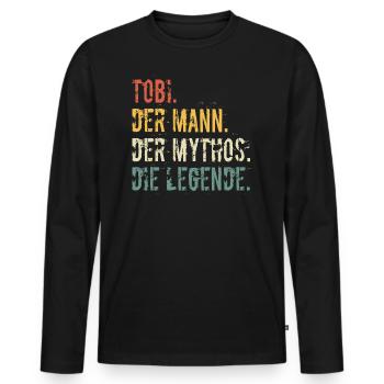 Vorname Tobi Der Mann Der Mythos Die Legende - Männer Premium Bio Langarmshirt - Schwarz - Vorne - Nico (187cm)