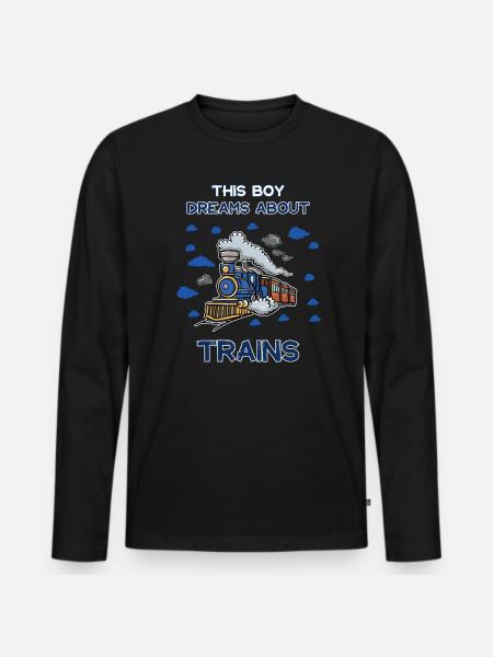 This Boy Dreams About Trains - Men's Premium Organic Long Sleeve Shirt - black