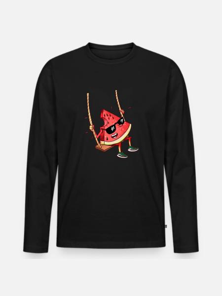 Watermelon Cool - Men's Premium Organic Long Sleeve Shirt - black