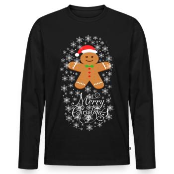 Christmas Biscuit - Men's Premium Organic Long Sleeve Shirt - black - Front - Nico (187cm)