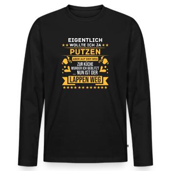 Putzmuffel Hausfrau Putzfrau Reinigungskraft - Männer Premium Bio Langarmshirt - Schwarz - Vorne - Nico (187cm)