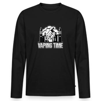 Vape | Dampfer Dampfen Vapen E-Zigarette Geschenk - Männer Premium Bio Langarmshirt - Schwarz - Vorne - Nico (187cm)
