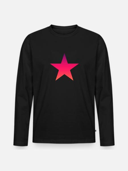 rode ster masker kleurrijke ster - Mannen Premium Bio shirt met lange mouwen - zwart