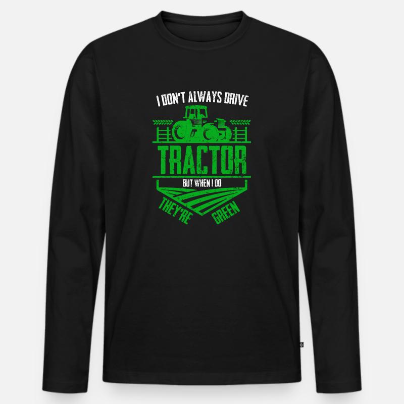 Grüner Traktor - Männer Premium Bio Langarmshirt - Schwarz