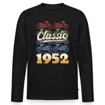 Biker 71st Birthday 1952 71 Years Anniversary - Men's Premium Organic Long Sleeve Shirt - black - Front - Nico (187cm)