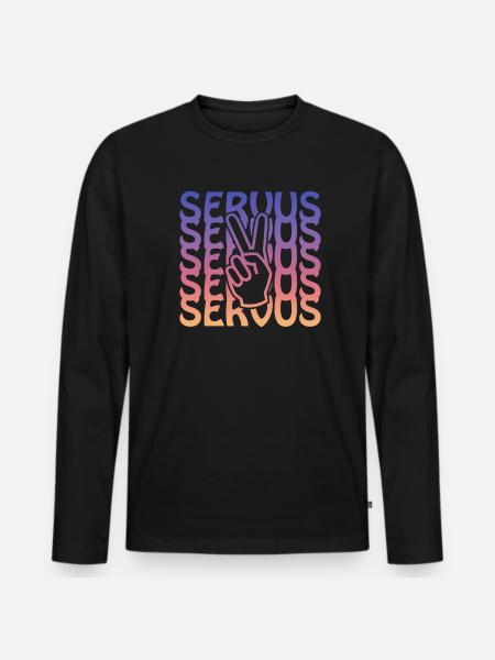 servus peace - Männer Premium Bio Langarmshirt - Schwarz