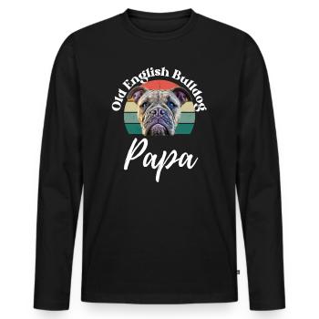 VIEIL ANGLAIS BULLDOG PAPA Chien Chiens Bulldog - T-shirt manches longues Premium bio Homme - noir - Devant - Nico (187cm)
