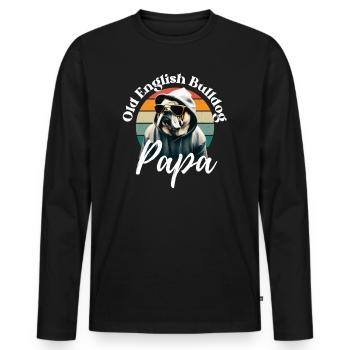 OLD ENGLISH BULLDOG PAPA - Chien Chiens Bulldog - T-shirt manches longues Premium bio Homme - noir - Devant - Nico (187cm)