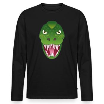 T-Rex Dinosaure Dinosaure - T-shirt manches longues Premium bio Homme - noir - Devant - Nico (187cm)