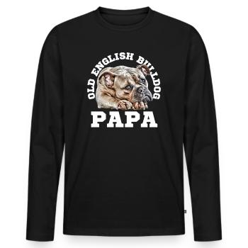 VIEUX BOULEDOGUE ANGLAIS PAPA Chien Chiens Bouledogue - T-shirt manches longues Premium bio Homme - noir - Devant - Nico (187cm)