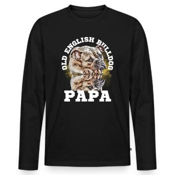 BULLDOG PAPA - Dictons de chien Chien Chiens Bouledogue - T-shirt manches longues Premium bio Homme - noir - Devant - Nico (187cm)