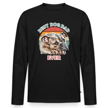 BEST DOG DAD Bulldog Dog Dogs Vieux Anglais - T-shirt manches longues Premium bio Homme - noir - Devant - Nico (187cm)