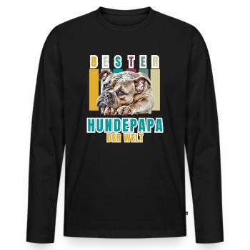 BEST DOG DAD Bulldog Dog Dogs Vieux Anglais - T-shirt manches longues Premium bio Homme - noir - Devant - Nico (187cm)