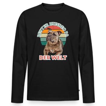 BESTER HUNDEOPA Bulldogge Hund Hunde Old English - Männer Premium Bio Langarmshirt - Schwarz - Vorne - Nico (187cm)