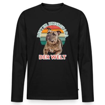 BEST DOG DAD Bulldog Dog Dogs Vieux Anglais - T-shirt manches longues Premium bio Homme - noir - Devant - Nico (187cm)