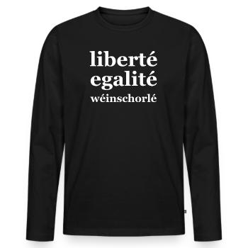 Liberte Egalite Weinschorle Pfälzer Pfalz Weinfest - Männer Premium Bio Langarmshirt - Schwarz - Vorne - Nico (187cm)