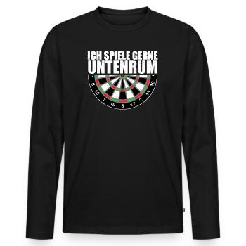 Ich spiele gerne untenrum Dart Darten Dartfan 180 - Männer Premium Bio Langarmshirt - Schwarz - Vorne - Nico (187cm)