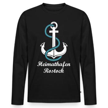 Rostock knows home port North German Baltic Sea - Men's Premium Organic Long Sleeve Shirt - black - Front - Nico (187cm)