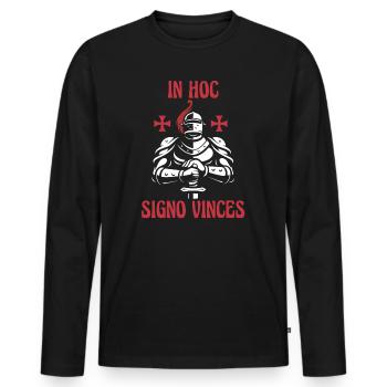 In hoc signo vinces chevaliers templiers proverbe latin - T-shirt manches longues Premium bio Homme - noir - Devant - Nico (187cm)