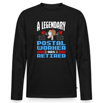 Postier Pension Post Retired Postal Worker - T-shirt manches longues Premium bio Homme - noir - Devant - Nico (187cm)