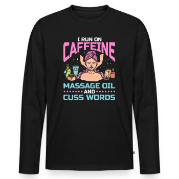 Massage café massage kiné kinésithérapeute - T-shirt manches longues Premium bio Homme - noir - Devant - Nico (187cm)