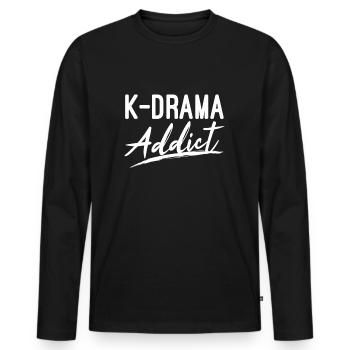 K-Drama Addict KDrama Corée du Sud Coréen Asiatique - T-shirt manches longues Premium bio Homme - noir - Devant - Nico (187cm)